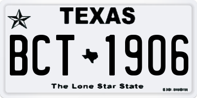 TX license plate BCT1906