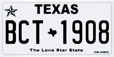 TX license plate BCT1908