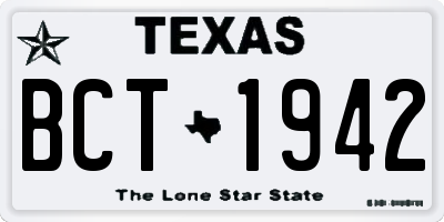 TX license plate BCT1942