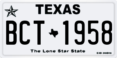 TX license plate BCT1958