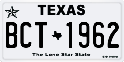 TX license plate BCT1962