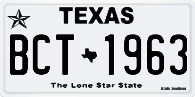 TX license plate BCT1963