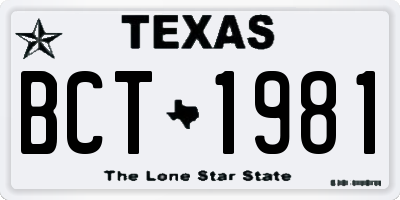 TX license plate BCT1981
