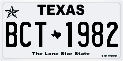 TX license plate BCT1982