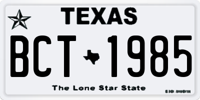 TX license plate BCT1985