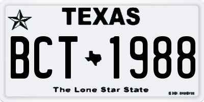 TX license plate BCT1988