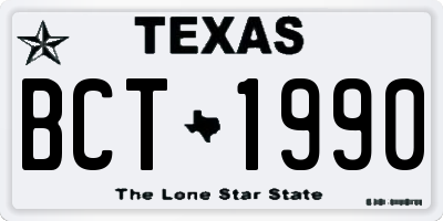 TX license plate BCT1990