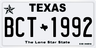 TX license plate BCT1992