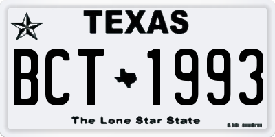TX license plate BCT1993