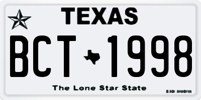 TX license plate BCT1998