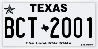 TX license plate BCT2001