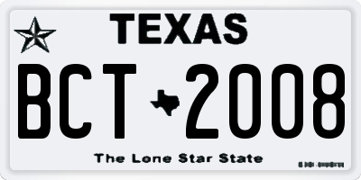 TX license plate BCT2008