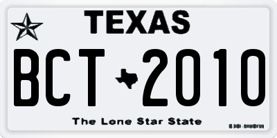 TX license plate BCT2010