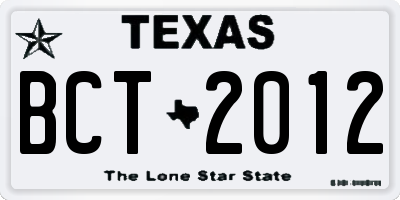 TX license plate BCT2012