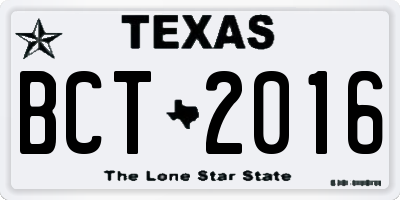 TX license plate BCT2016
