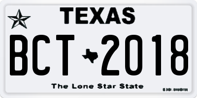 TX license plate BCT2018