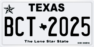 TX license plate BCT2025