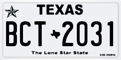 TX license plate BCT2031