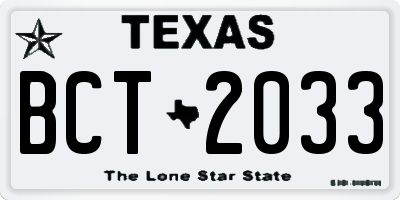 TX license plate BCT2033