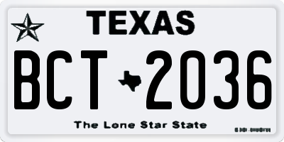 TX license plate BCT2036
