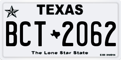 TX license plate BCT2062