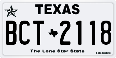TX license plate BCT2118