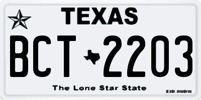 TX license plate BCT2203