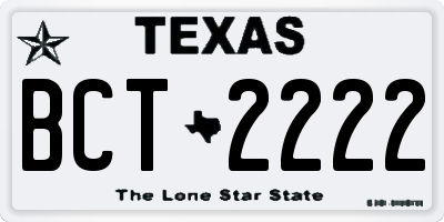 TX license plate BCT2222