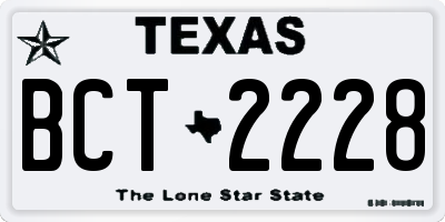 TX license plate BCT2228