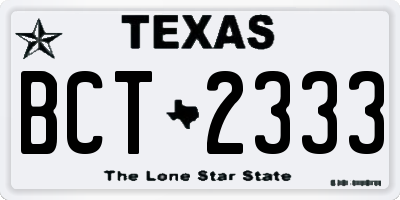 TX license plate BCT2333
