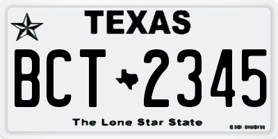 TX license plate BCT2345