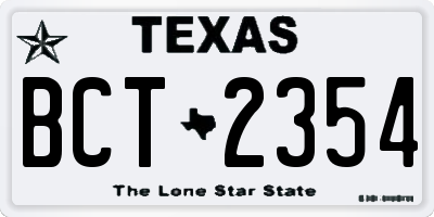 TX license plate BCT2354