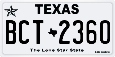 TX license plate BCT2360