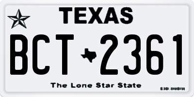 TX license plate BCT2361