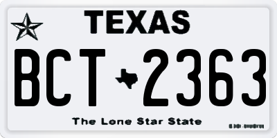 TX license plate BCT2363