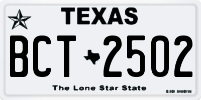 TX license plate BCT2502
