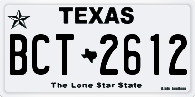 TX license plate BCT2612
