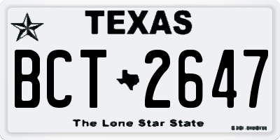 TX license plate BCT2647