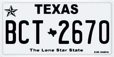 TX license plate BCT2670
