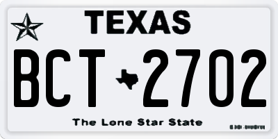 TX license plate BCT2702