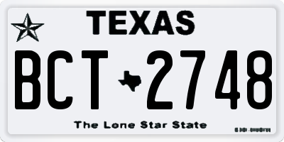 TX license plate BCT2748