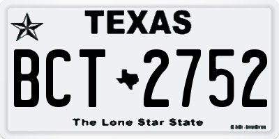 TX license plate BCT2752