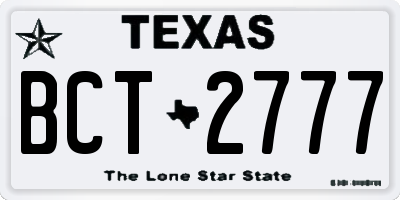 TX license plate BCT2777