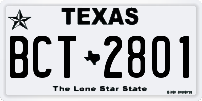 TX license plate BCT2801
