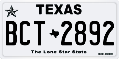 TX license plate BCT2892