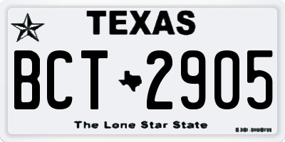 TX license plate BCT2905