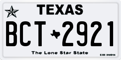 TX license plate BCT2921