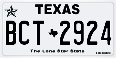 TX license plate BCT2924