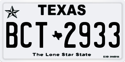 TX license plate BCT2933