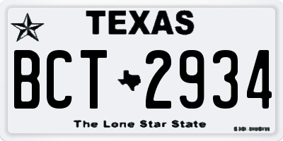 TX license plate BCT2934